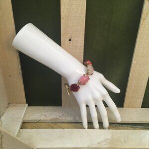 Oscar de la Renta Pink Stones and Roses Bracelet